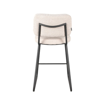 LABEL51 - Barkruk Noah 48x61x94 cm - Naturel Boucle | Zwart Metaal