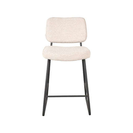 LABEL51 - Barkruk Noah 48x61x94 cm - Naturel Boucle | Zwart Metaal