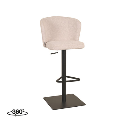 LABEL51 - Barkruk Wave 54x59x85-110 cm - Naturel Touch | Zwart Metaal