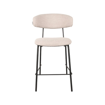 LABEL51 - Barkruk Zack 53x57x95 cm - Naturel Boucle | Zwart Metaal