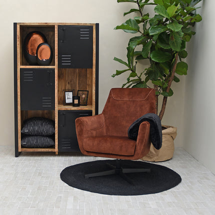 LABEL51 - Draaifauteuil Toby 75x80x85 cm - Rust Velours | Zwart Metaal