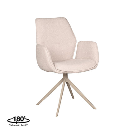 LABEL51 - Eetkamerstoel Mellow 58x63x92 cm - Naturel Boucle | Taupe Metaal