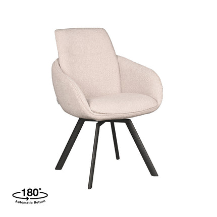 LABEL51 - Eetkamerstoel Beauty 56x63x88 cm - Naturel Boucle | Zwart Metaal