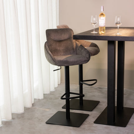 LABEL51 - Barkruk Beauty 52x89x89-113 cm - Antraciet Cosmo | Zwart Metaal