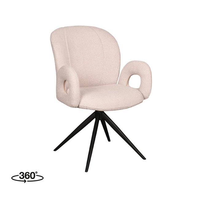 LABEL51 - Eetkamerstoel Neo 59x61x86 cm - Naturel Boucle | Zwart Metaal