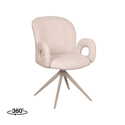 LABEL51 - Eetkamerstoel Neo 59x61x86 cm - Naturel Boucle | Taupe Metaal