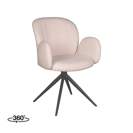 LABEL51 - Eetkamerstoel Kimball 59x61x86 cm - Naturel Boucle | Zwart Metaal