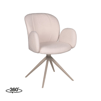 LABEL51 - Eetkamerstoel Kimball 59x61x86 cm - Naturel Boucle | Taupe Metaal