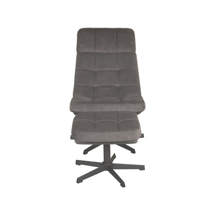 LABEL51 - Draaifauteuil Alvar + Hocker 53x57x83 cm - Antraciet Cosmo | Zwart Metaal