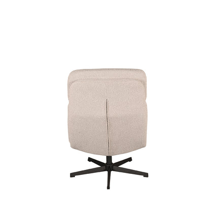 LABEL51 - Draaifauteuil Alvar + Hocker 53x57x83 cm - Naturel Boucle | Zwart Metaal