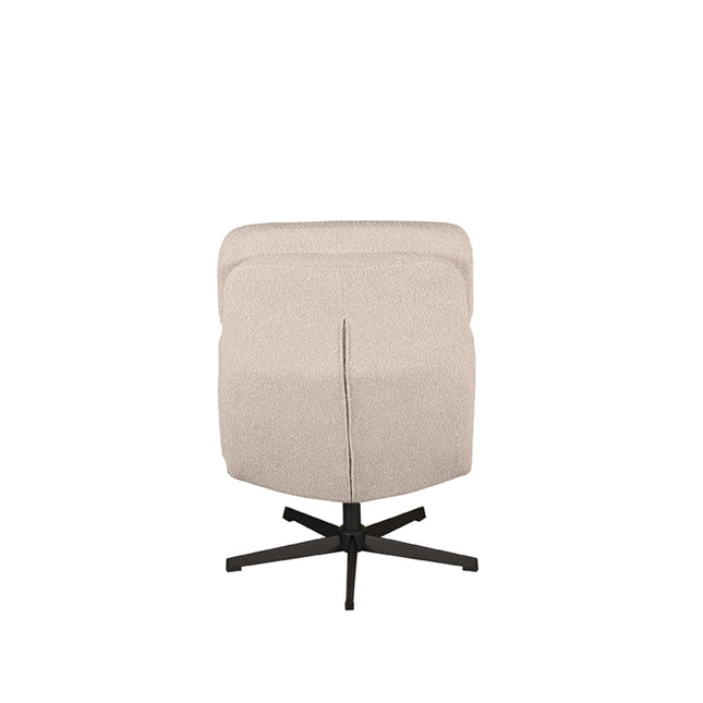 LABEL51 - Draaifauteuil Alvar + Hocker 53x57x83 cm - Naturel Boucle | Zwart Metaal