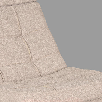 LABEL51 - Draaifauteuil Alvar + Hocker 53x57x83 cm - Naturel Boucle | Zwart Metaal