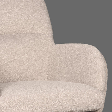 LABEL51 - Draaifauteuil Moss 70x77x90 cm - Naturel Boucle | Zwart Metaal