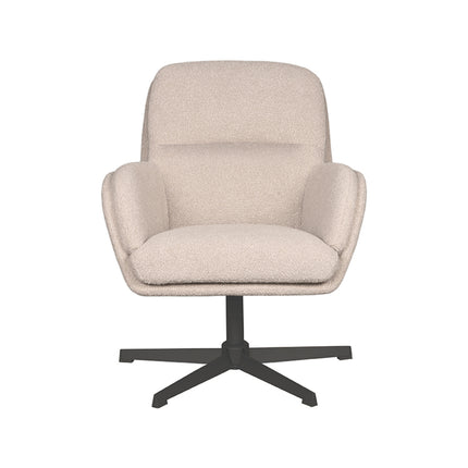 LABEL51 - Draaifauteuil Moss 70x77x90 cm - Naturel Boucle | Zwart Metaal
