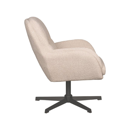 LABEL51 - Draaifauteuil Moss 70x77x90 cm - Naturel Boucle | Zwart Metaal