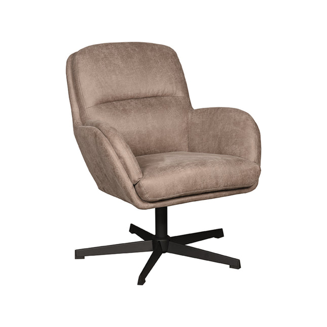 LABEL51 - Draaifauteuil Moss 70x77x90 cm - Taupe Micro Suede | Zwart Metaal