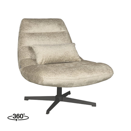 LABEL51 - Draaifauteuil Nox 77x62x53 cm - Beige Elegance | Zwart Metaal