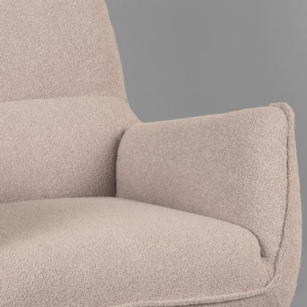 LABEL51 - Draaifauteuil Rodia 80x90x102 cm - Naturel Boucle | Zwart Metaal