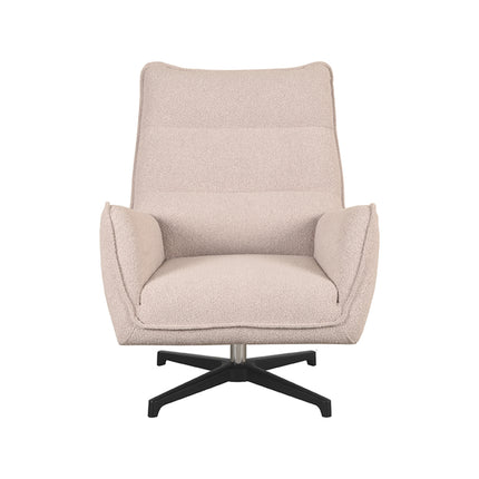 LABEL51 - Draaifauteuil Rodia 80x90x102 cm - Naturel Boucle | Zwart Metaal