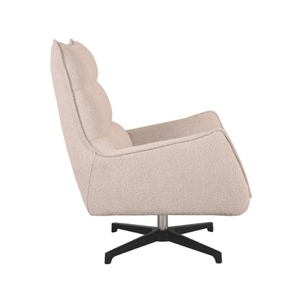 LABEL51 - Draaifauteuil Rodia 80x90x102 cm - Naturel Boucle | Zwart Metaal