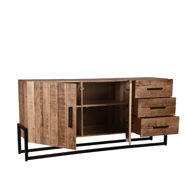 LABEL51 - Dressoir Bolivia 184x40x85 cm - Rough Mangohout | Zwart Metaal