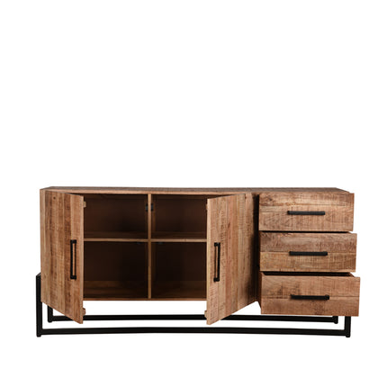 LABEL51 - Dressoir Bolivia 184x40x85 cm - Rough Mangohout | Zwart Metaal