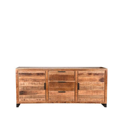 LABEL51 - Dressoir Glasgow 190x45x85 cm - Rough Mangohout | Zwart Metaal
