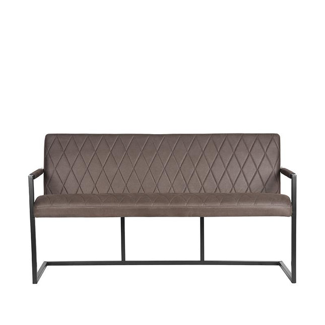 LABEL51 - Eetkamerbank Denmark 155x62x86 cm - Antraciet Microvezel | Zwart Metaal