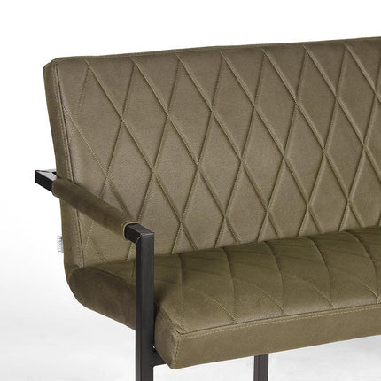 LABEL51 - Eetkamerbank Denmark 155x62x86 cm - Army Microvezel | Zwart Metaal