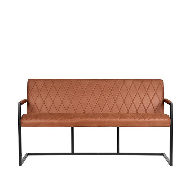 LABEL51 - Eetkamerbank Denmark 155x62x86 cm - Cognac Microvezel | Zwart Metaal