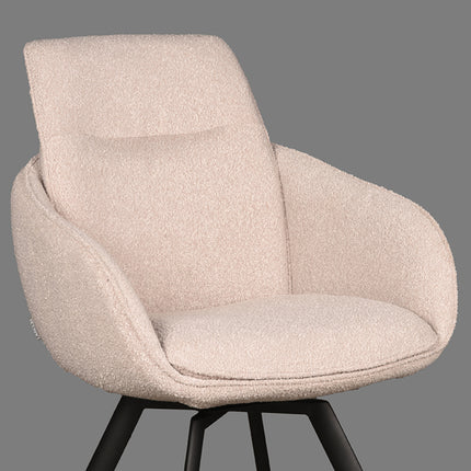 LABEL51 - Eetkamerstoel Beauty 56x63x88 cm - Naturel Boucle | Zwart Metaal