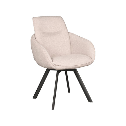 LABEL51 - Eetkamerstoel Beauty 56x63x88 cm - Naturel Boucle | Zwart Metaal