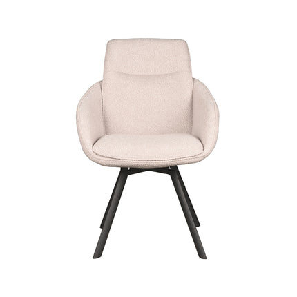 LABEL51 - Eetkamerstoel Beauty 56x63x88 cm - Naturel Boucle | Zwart Metaal