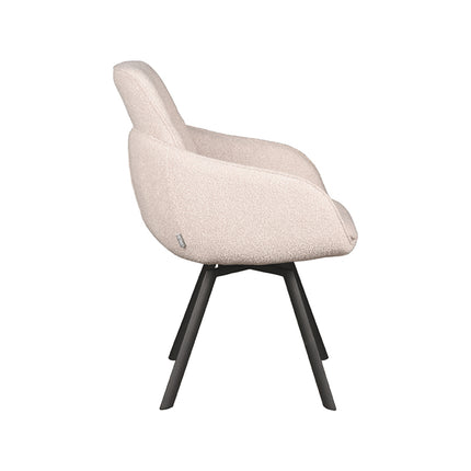 LABEL51 - Eetkamerstoel Beauty 56x63x88 cm - Naturel Boucle | Zwart Metaal