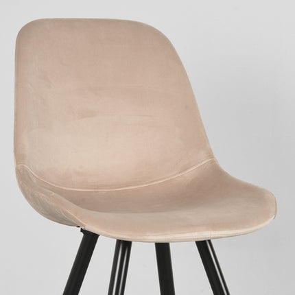 LABEL51 - Eetkamerstoel Capri 46x56x88 cm - Zand Fluweel | Zwart Metaal
