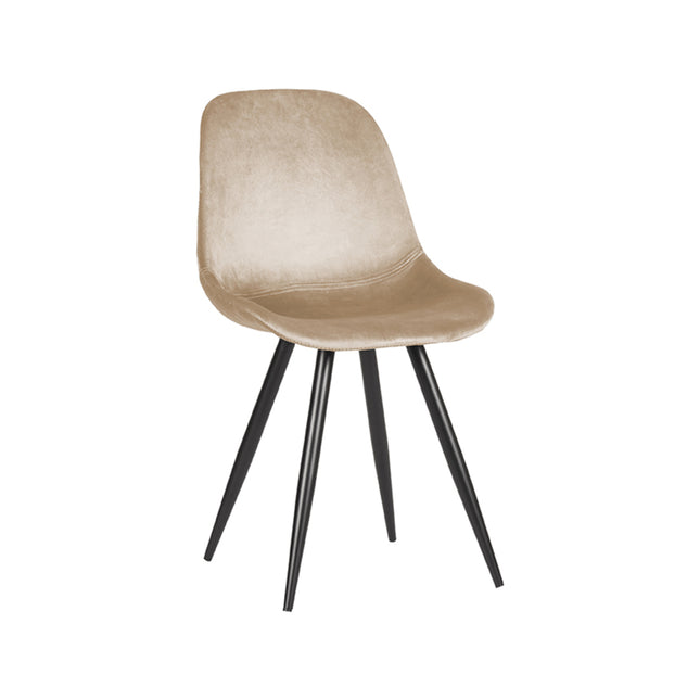 LABEL51 - Eetkamerstoel Capri 46x56x88 cm - Zand Fluweel | Zwart Metaal