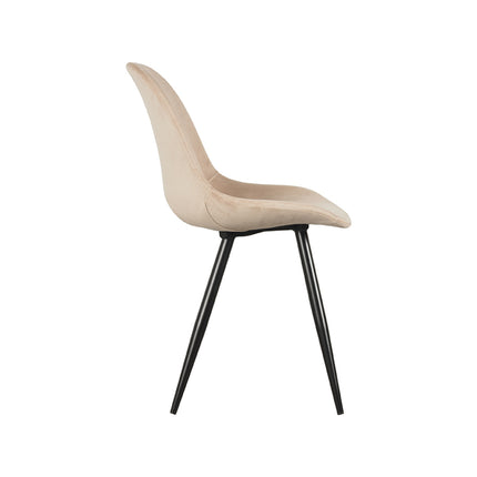 LABEL51 - Eetkamerstoel Capri 46x56x88 cm - Zand Fluweel | Zwart Metaal