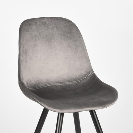 LABEL51 - Eetkamerstoel Capri 46x56x88 cm - Grijs Fluweel | Zwart Metaal