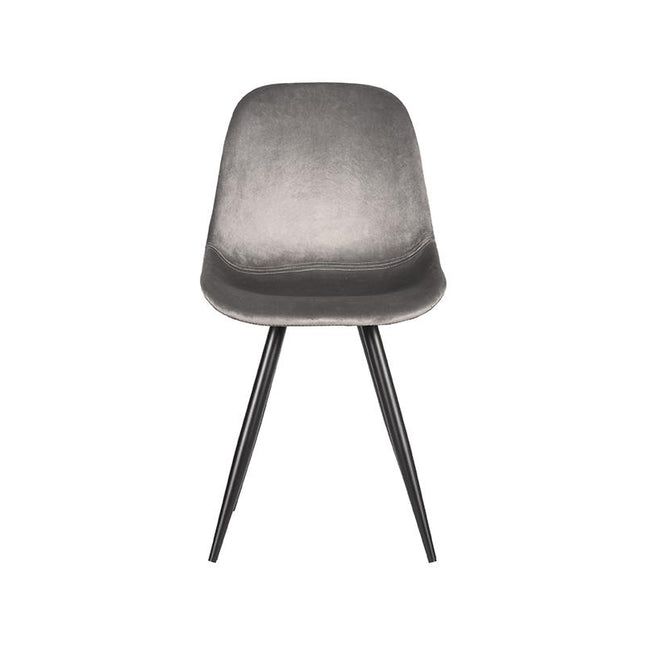LABEL51 - Eetkamerstoel Capri 46x56x88 cm - Grijs Fluweel | Zwart Metaal