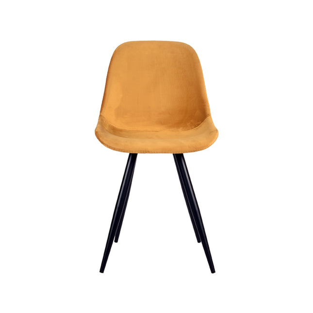 LABEL51 - Eetkamerstoel Capri 46x56x88 cm - Oker Fluweel | Zwart Metaal
