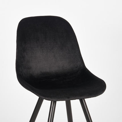 LABEL51 - Eetkamerstoel Capri 46x56x88 cm - Zwart Fluweel | Zwart Metaal
