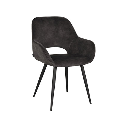 LABEL51 - Eetkamerstoel Fer 58x57x87 cm - Antraciet Velours | Zwart Metaal