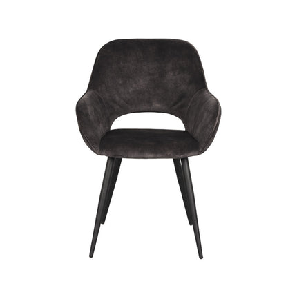 LABEL51 - Eetkamerstoel Fer 58x57x87 cm - Antraciet Velours | Zwart Metaal