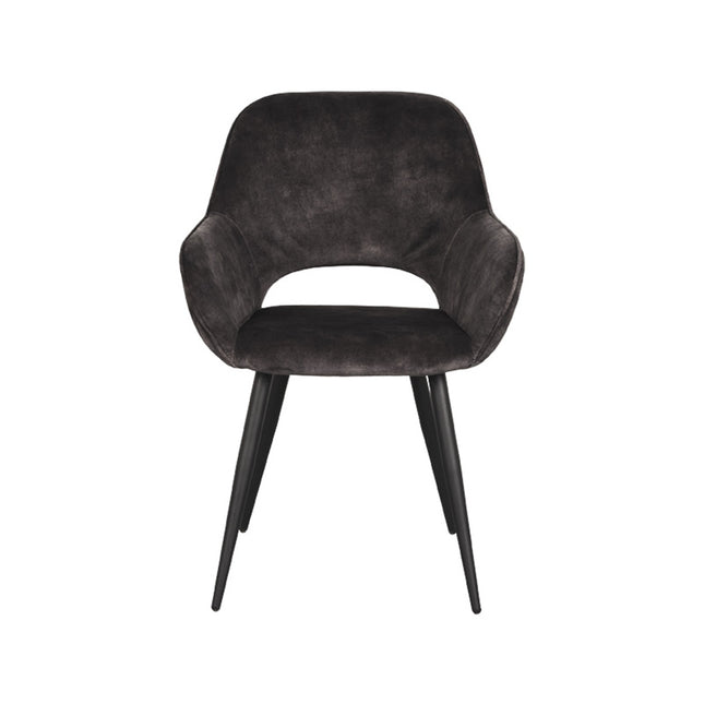 LABEL51 - Eetkamerstoel Fer 58x57x87 cm - Antraciet Velours | Zwart Metaal