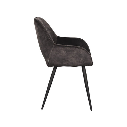 LABEL51 - Eetkamerstoel Fer 58x57x87 cm - Antraciet Velours | Zwart Metaal