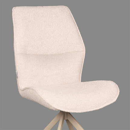 LABEL51 - Eetkamerstoel Comfy 48x64x91 cm - Naturel Boucle | Taupe Metaal