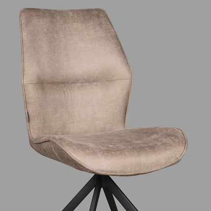 LABEL51 - Eetkamerstoel Comfy 48x64x91 cm - Taupe Micro Suede | Zwart Metaal