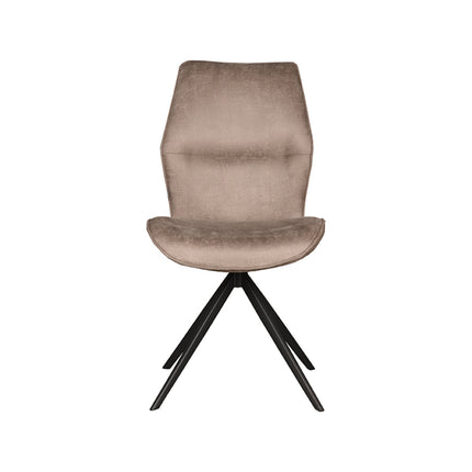 LABEL51 - Eetkamerstoel Comfy 48x64x91 cm - Taupe Micro Suede | Zwart Metaal