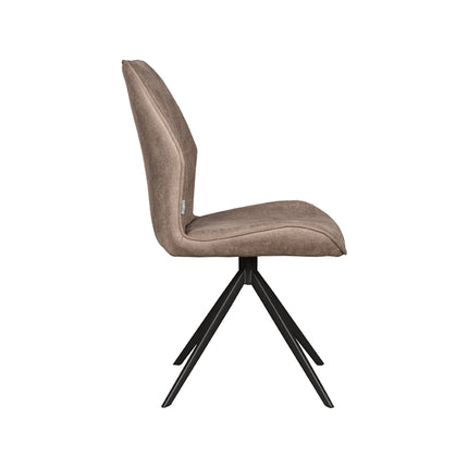 LABEL51 - Eetkamerstoel Comfy 48x64x91 cm - Taupe Micro Suede | Zwart Metaal