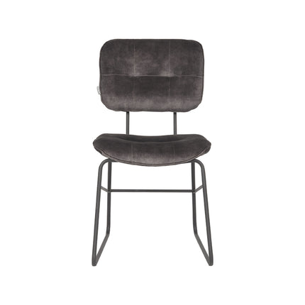 LABEL51 - Eetkamerstoel Dez 49x60x87 cm - Antraciet Velours | Zwart Metaal